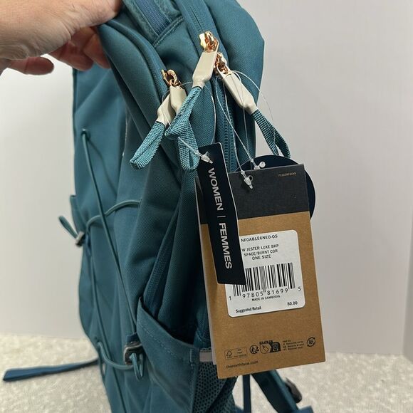 THE NORTH FACE Women’s Jester Luxe Backpack Space Blue Rose Gold Metallic NWT - Picture 7 of 12
